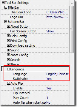 enable change flipbook language