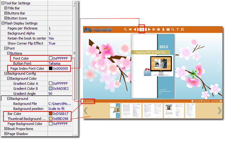 more detailed settings for your flash flipping book