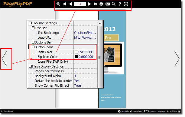Can I change my button color in my flash book?