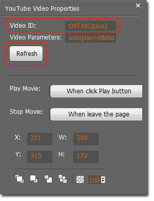 Copy your YouTube ID and paste it in “Video ID” in the Properties column