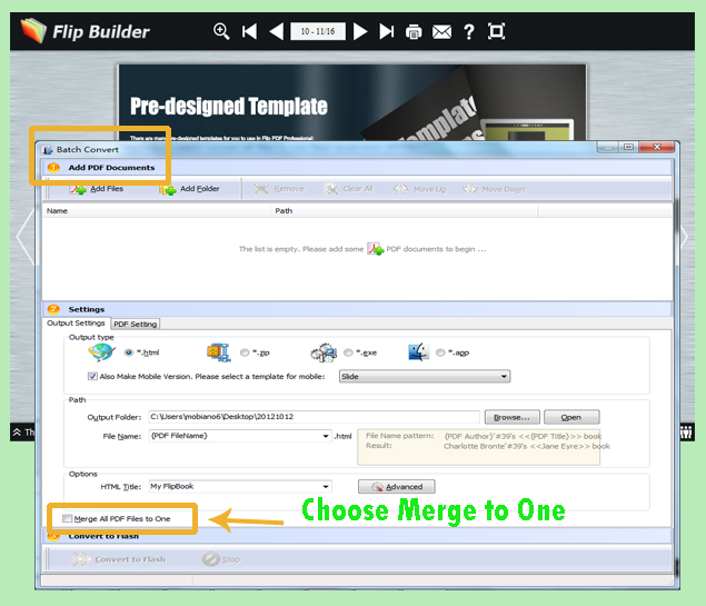 Batch Convert All Files in One Flash Book