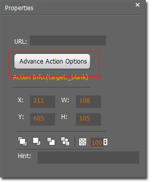 Set action for the icon, such as adding website link, adding flash and as on