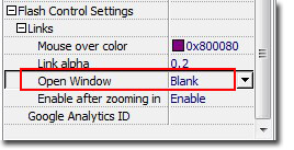 choose “Blank” or “Self” in “Flash Control Settings>Links>Open Window”