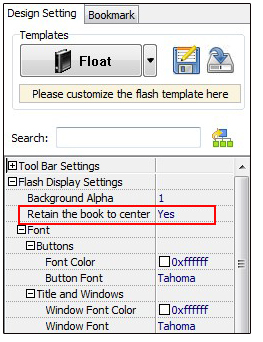 Move to Designing Setting panel
