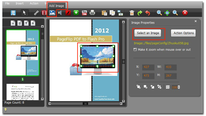  Select “Add Image” to draw effect frame and insert an image
