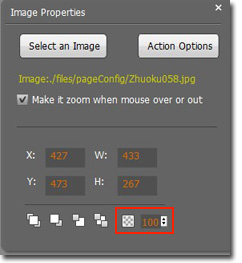Change the number in the bottom form of “Image Properties” menu