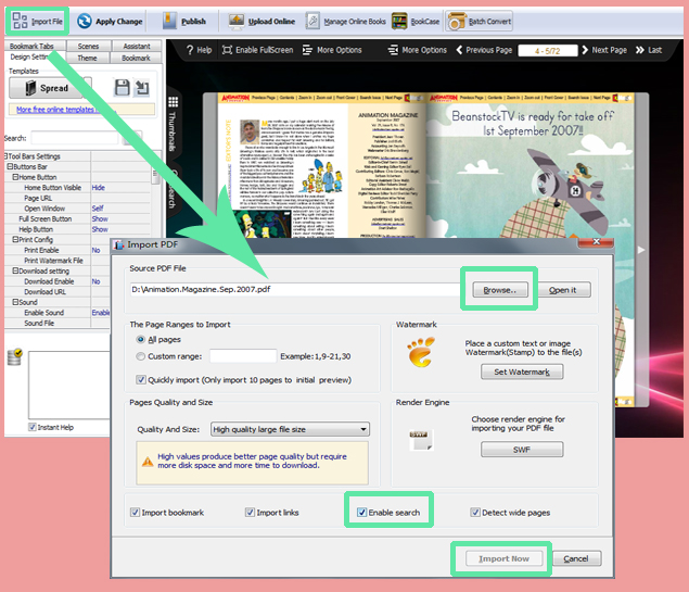 Enable Search in Flip Books