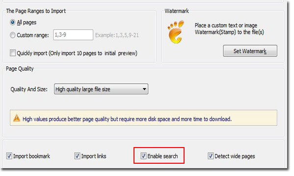 enable search