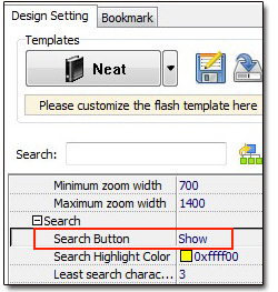 Choose “Show” in “Search > Search Button”