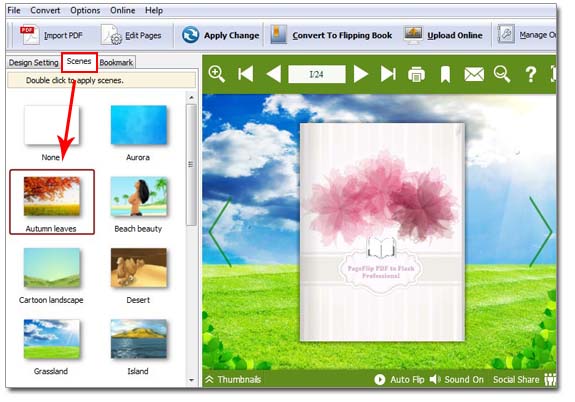 Select a flash background for flipping book quickly