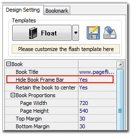 Set book frame bar to quick click to turn flipping book page