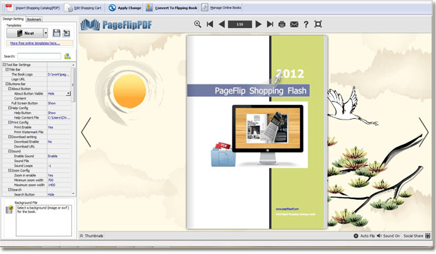 easily add logo, video, photo slideshow to shopping flash cart and publish shopping flash cart by PageFlip Shopping Flash 