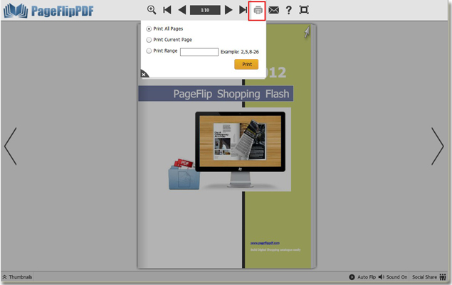print shopping flash cart with one click of print icon