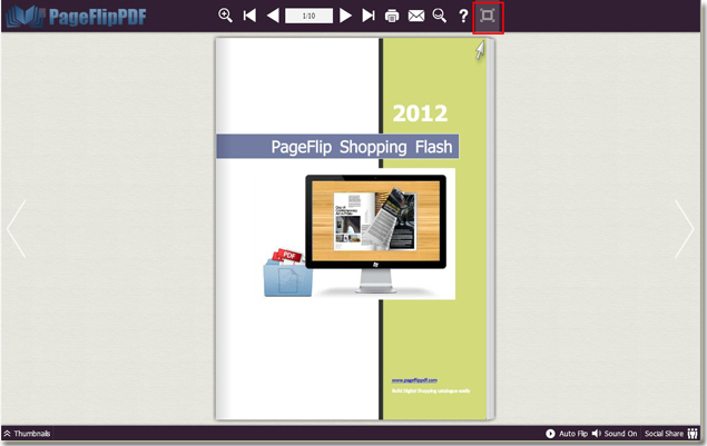 view shopping flash cart in full scree with one click to the button