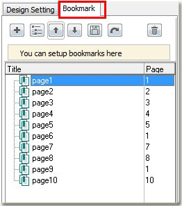 easily open the bookmark window of page flip software to add bookmarks to shopping flash cart