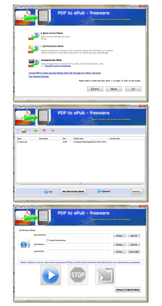 Windows 7 PageFlip Free PDF to ePub 2.7 full