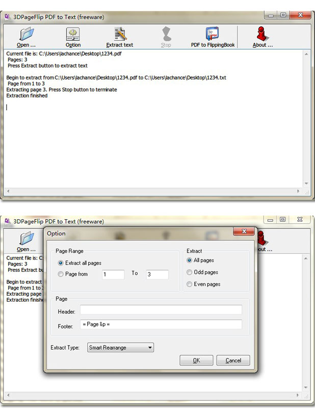 Windows 7 PageFlip Free PDF to Text 2.7 full